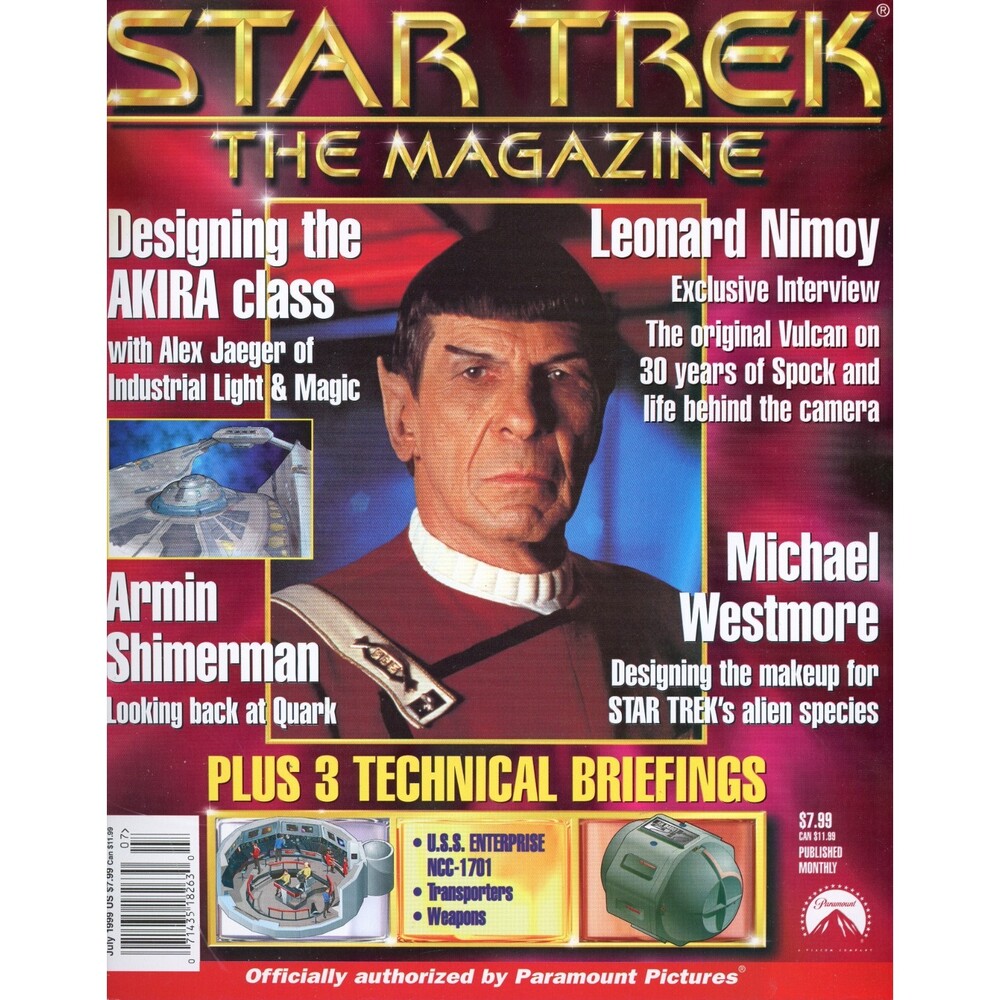 Star Trek The Magazine July 1999 Leonard Nimoy Michael Westmore Akira RARE C9